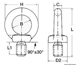 Gepreßte Augbolzen Schraube AISI316 10 mm 
